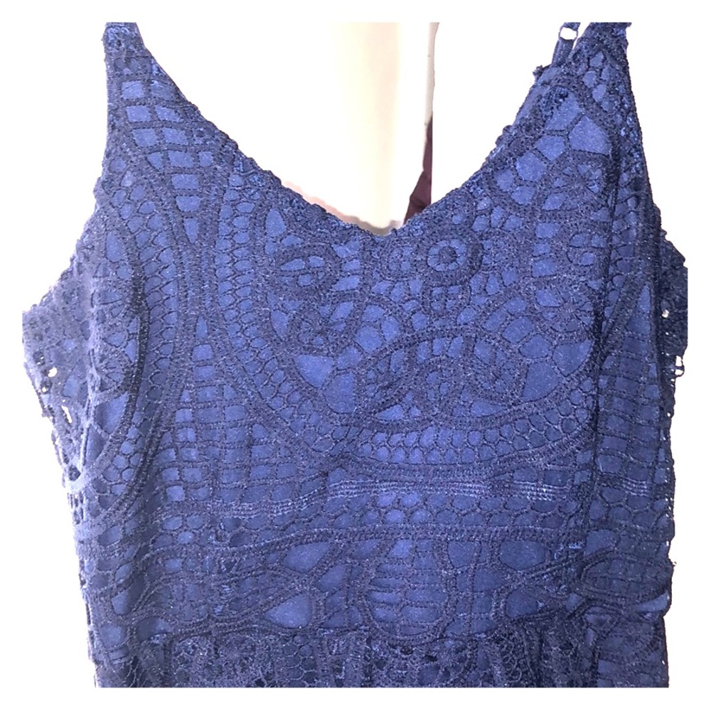 Navy lace adjustable strap dress